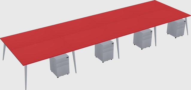 Shared rectangular office desk system