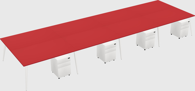 Shared rectangular office desk system