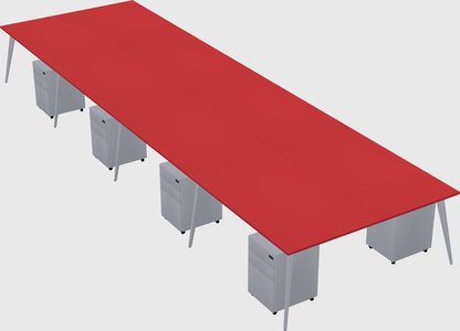 Shared rectangular office desk system