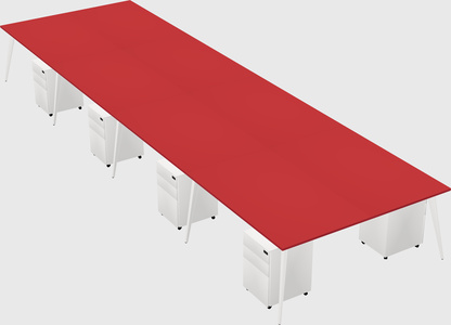 Shared rectangular office desk system