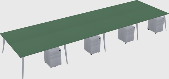 Shared rectangular office desk system