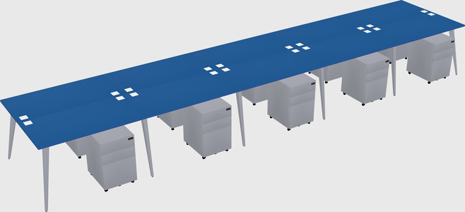 Shared rectangular office desk system