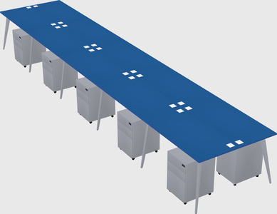 Shared rectangular office desk system