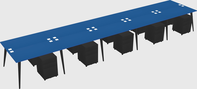 Shared rectangular office desk system