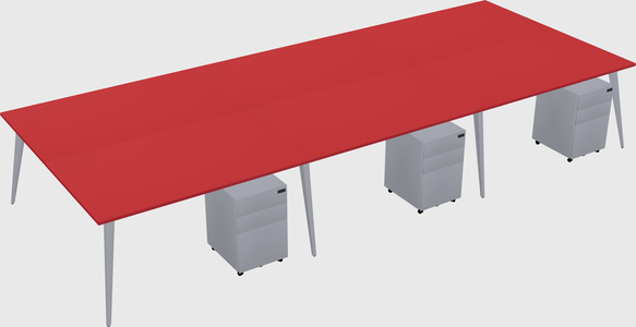 Shared rectangular office desk system