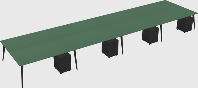Shared rectangular office desk system