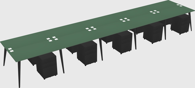 Shared rectangular office desk system