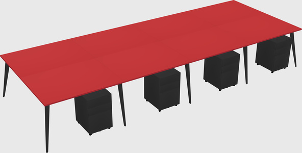 Shared rectangular office desk system