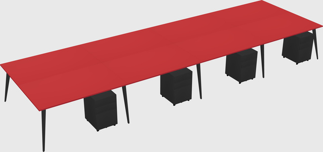 Shared rectangular office desk system