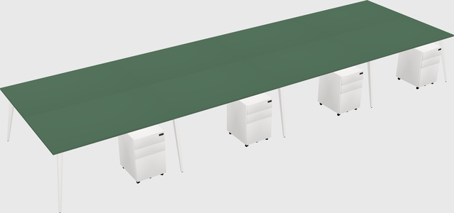 Shared rectangular office desk system