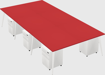 Shared rectangular office desk system