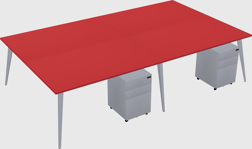 Shared rectangular office desk system