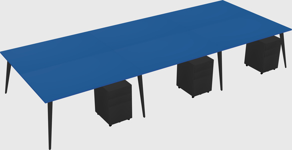 Shared rectangular office desk system