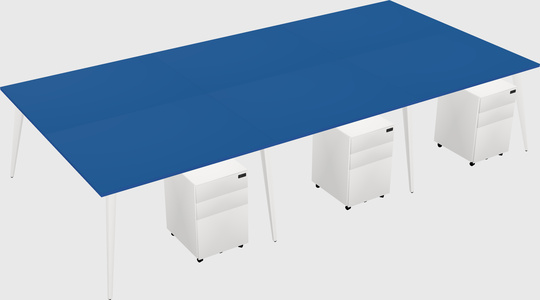 Shared rectangular office desk system