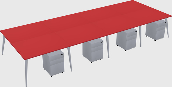 Shared rectangular office desk system