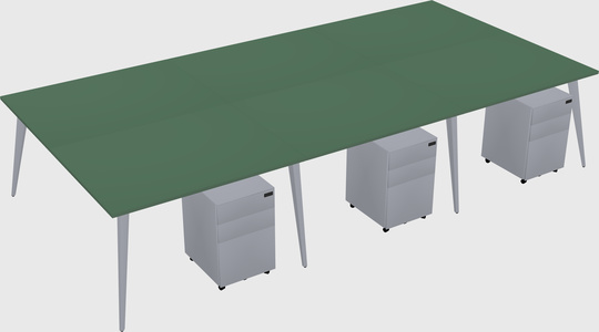Shared rectangular office desk system