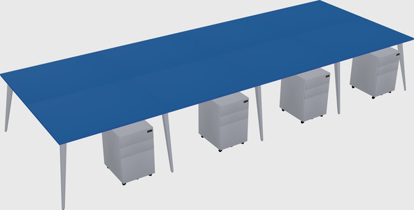 Shared rectangular office desk system