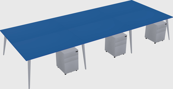 Shared rectangular office desk system