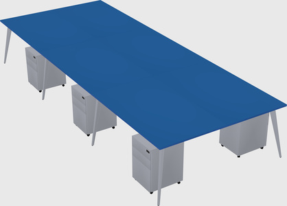 Shared rectangular office desk system