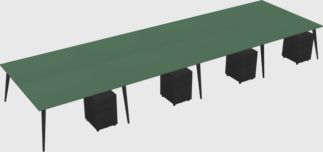 Shared rectangular office desk system
