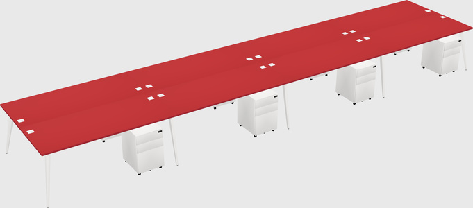 Shared rectangular office desk system