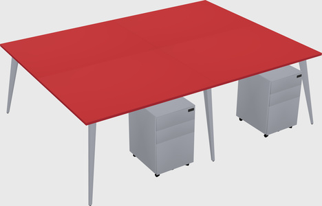 Shared rectangular office desk system