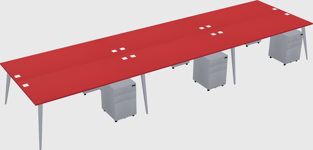 Shared rectangular office desk system