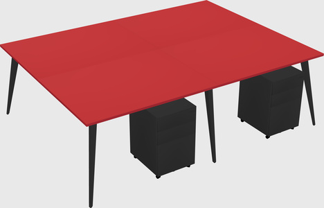 Shared rectangular office desk system