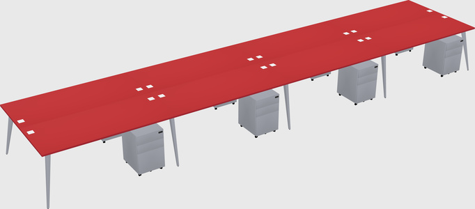Shared rectangular office desk system