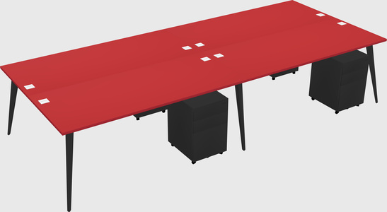 Shared rectangular office desk system