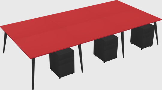 Shared rectangular office desk system