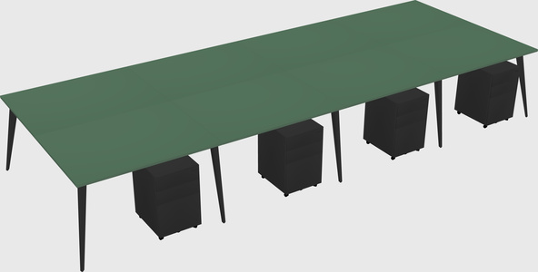 Shared rectangular office desk system