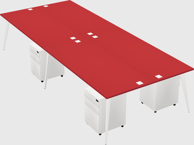 Shared rectangular office desk system