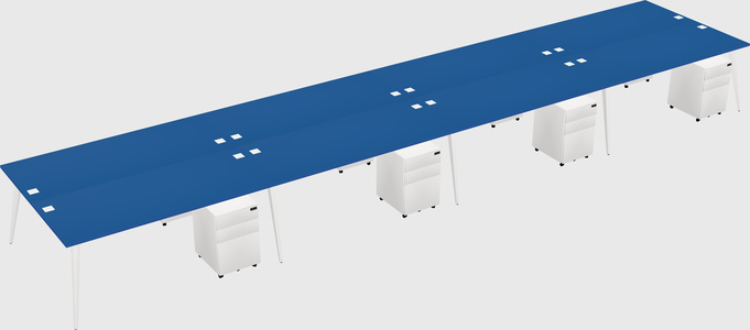 Shared rectangular office desk system