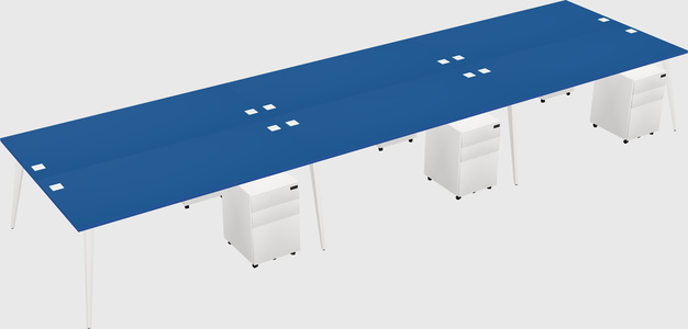Shared rectangular office desk system
