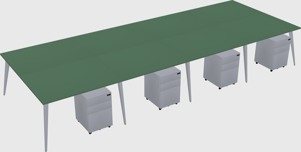 Shared rectangular office desk system