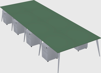 Shared rectangular office desk system