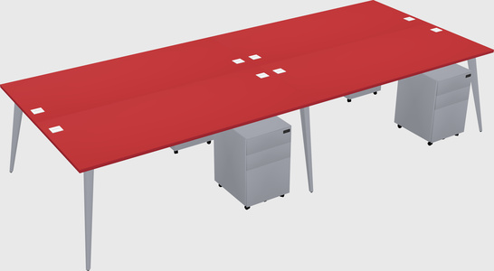 Shared rectangular office desk system