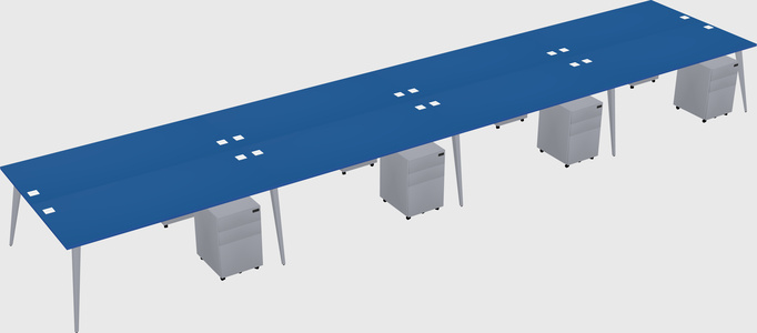 Shared rectangular office desk system