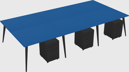 Shared rectangular office desk system