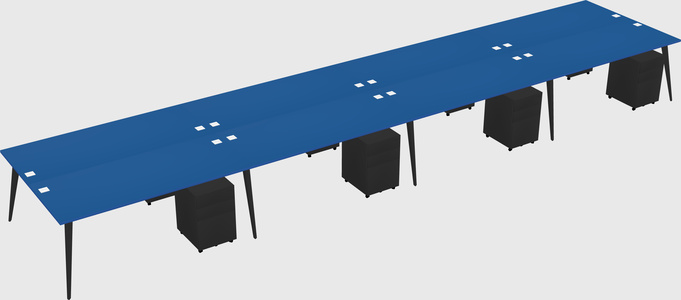 Shared rectangular office desk system