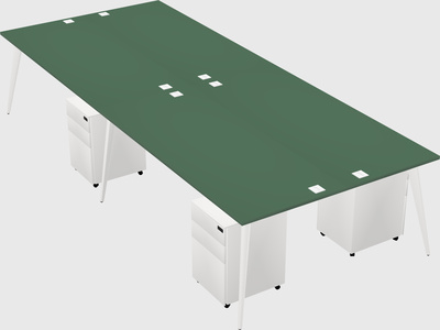 Shared rectangular office desk system
