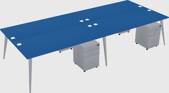 Shared rectangular office desk system