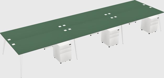 Shared rectangular office desk system
