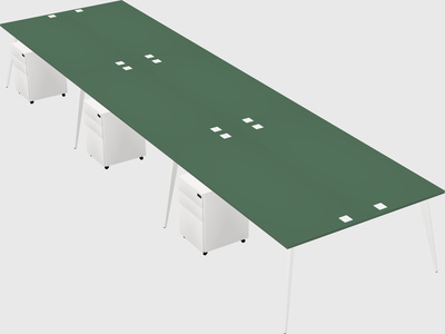 Shared rectangular office desk system