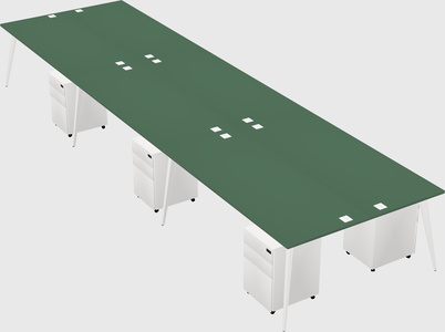 Shared rectangular office desk system