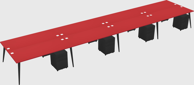 Shared rectangular office desk system