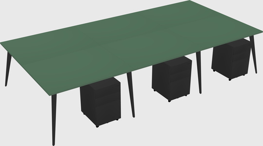 Shared rectangular office desk system