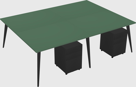 Shared rectangular office desk system