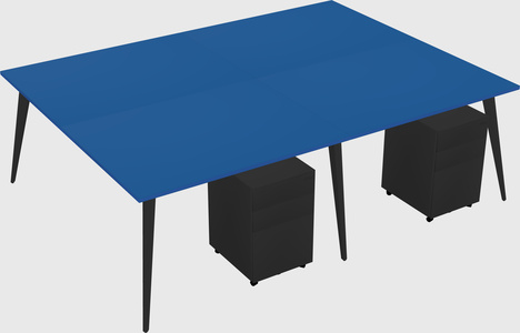 Shared rectangular office desk system